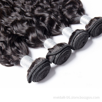 12A Hair Bundles 100% Human Hair Extensions, Natural Black Color Water Wave Hair Weave Bundles
